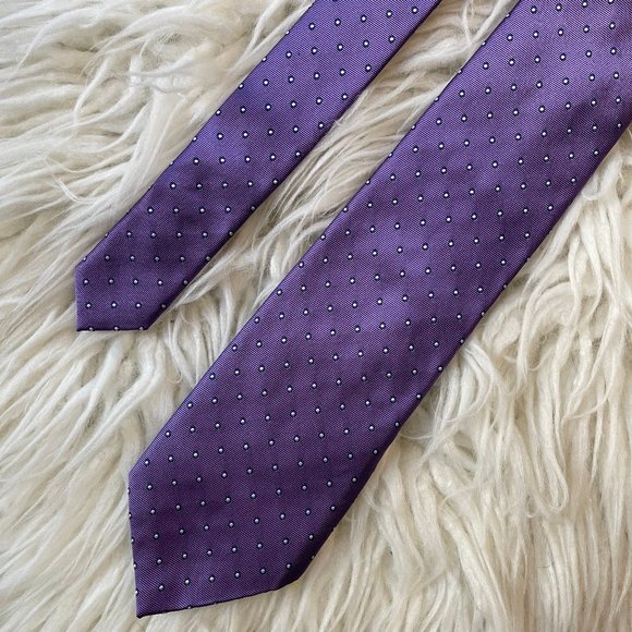 Purple white polka dot tie, XL - Picture 5 of 8